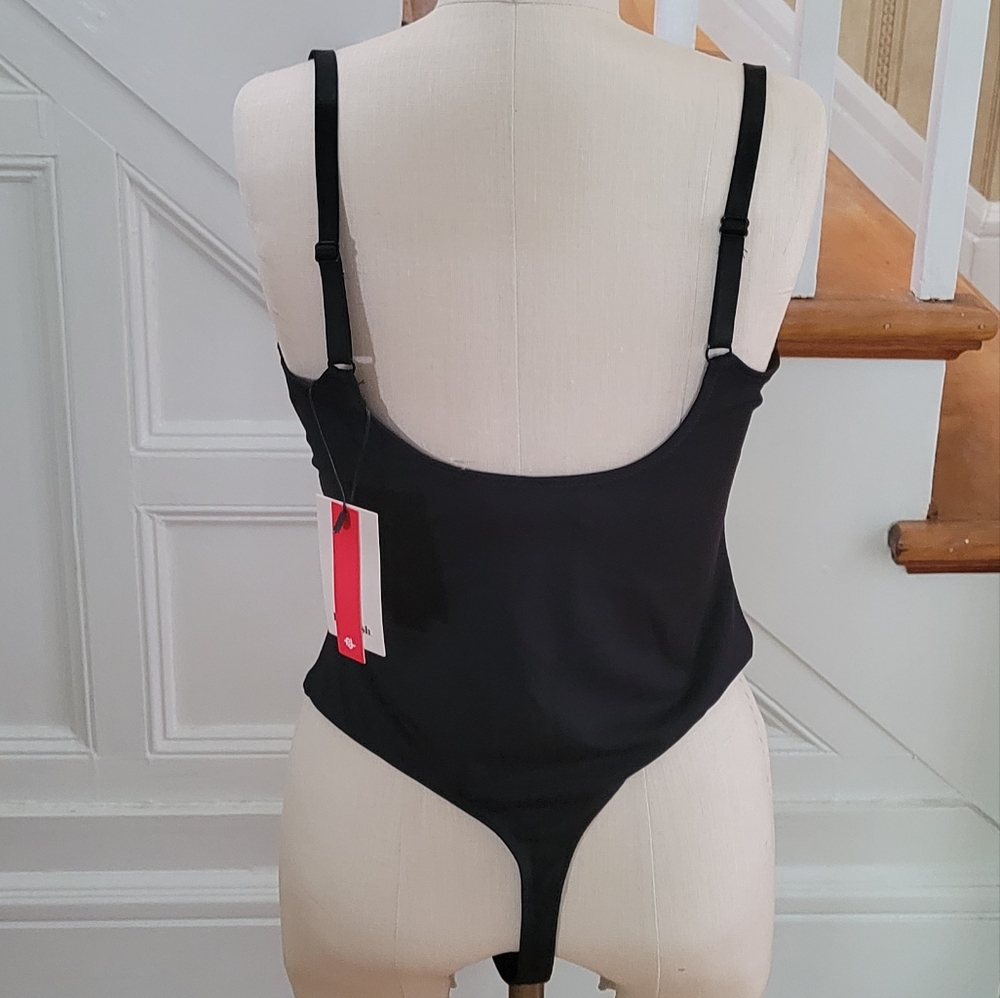 POPILUSH One Piece Black Shapewear Body Sculpting Thong Bodysuit Size Large - Picture 3 of 14